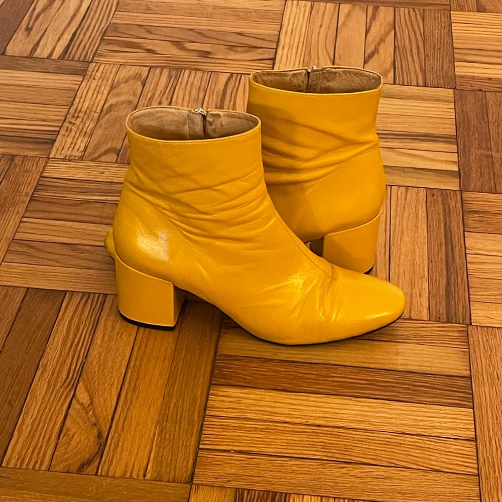 Intentionally Blank Yellow Leather Ankle Boots